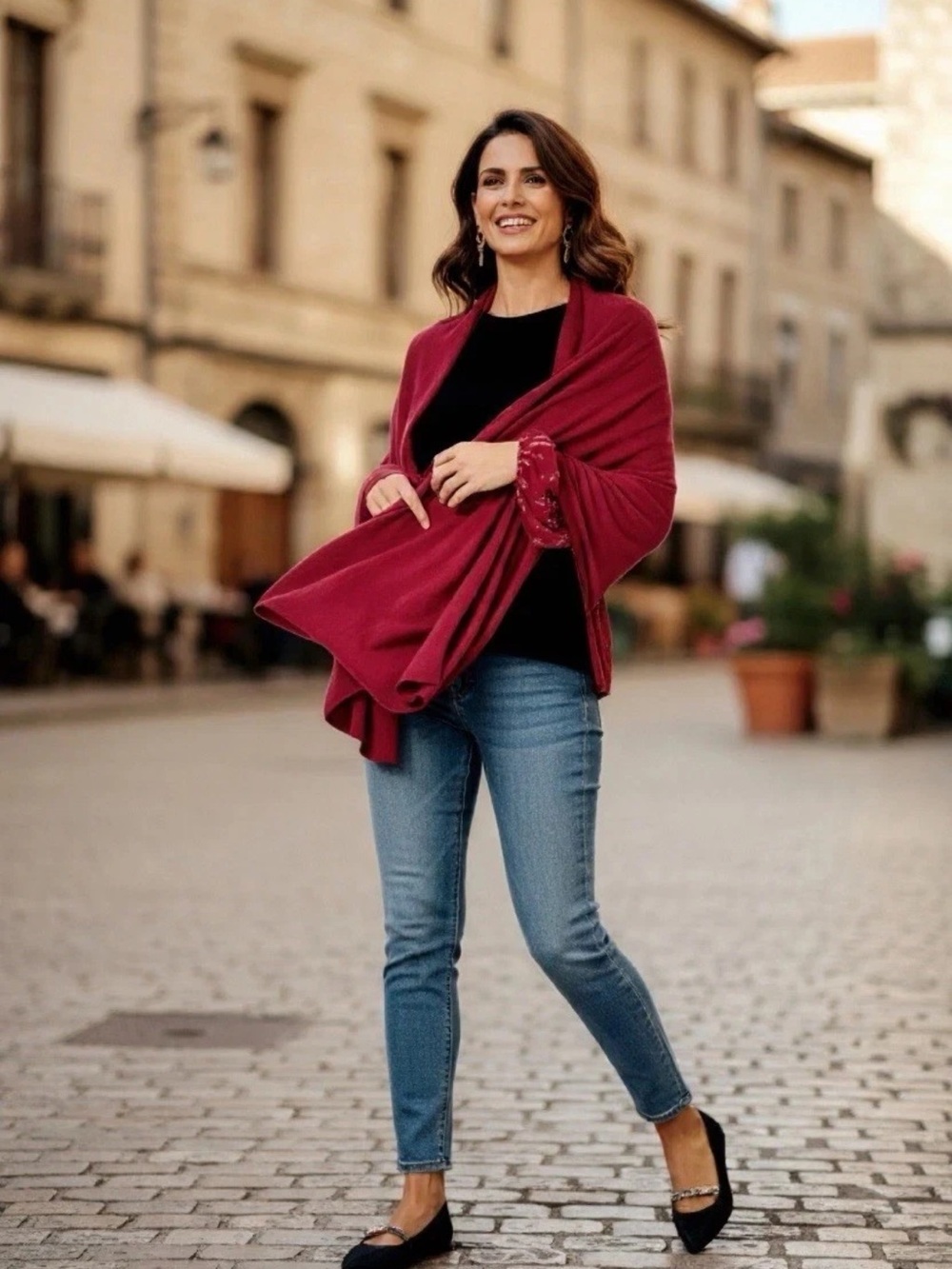 New Lilly Pulitzer Lanelle 2% Cashmere Wrap Malbec Red New for Autumn